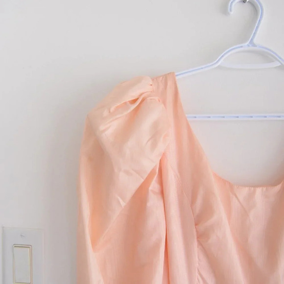 Vintage Peach 80's Prom Dress with Puff Sleeve - Picture 11 of 16